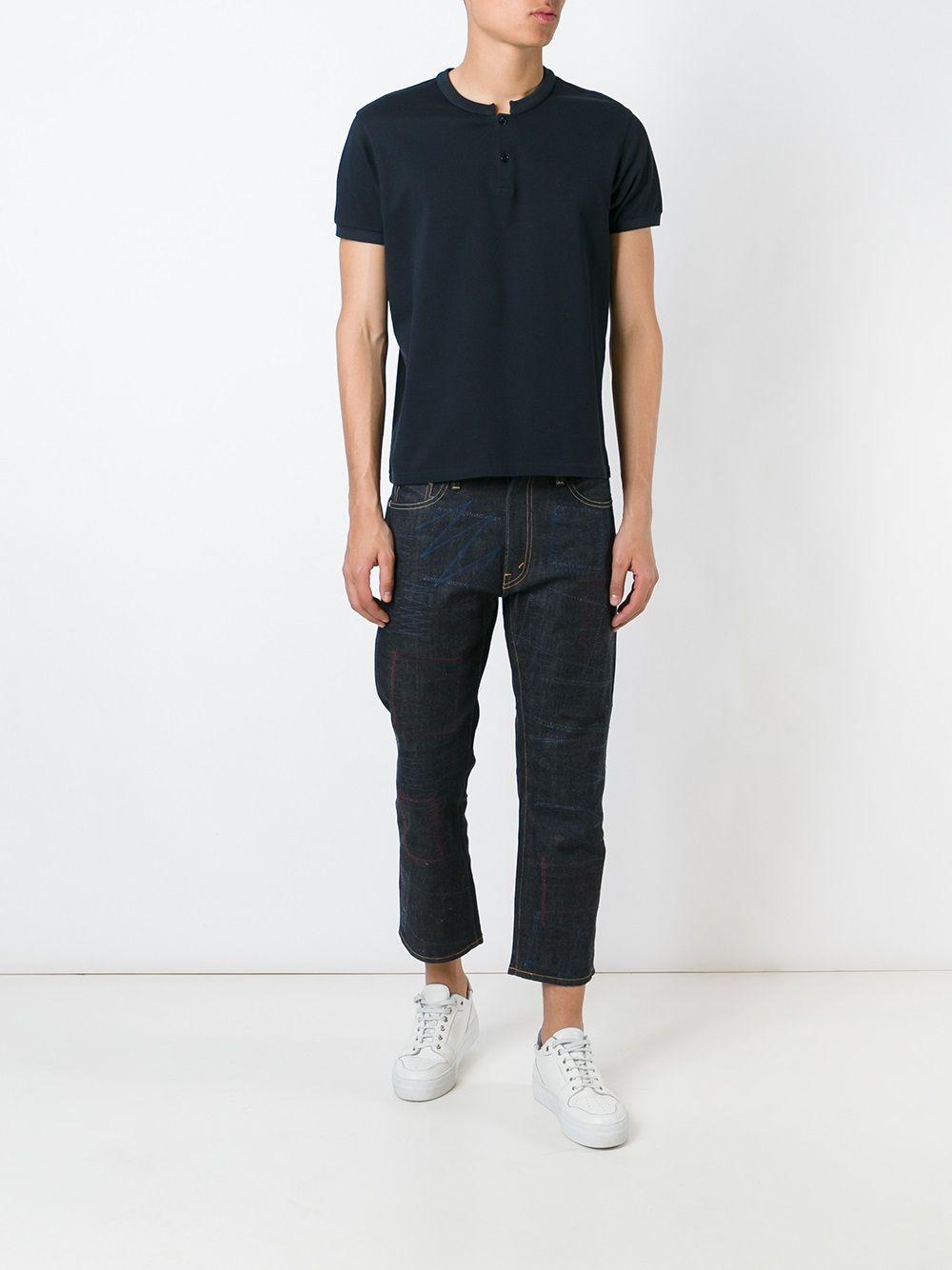 Jeans crop a gamba dritta in blu Junya watanabe - uomo 