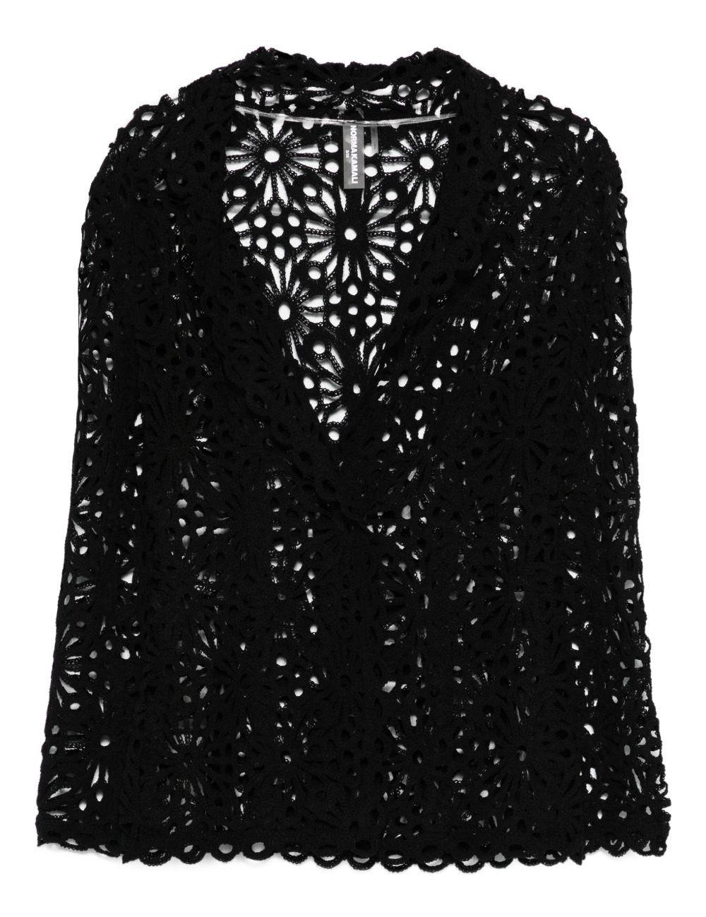 Giacca monopetto a fiori in nero Norma Kamali - donna 