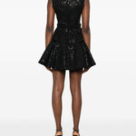 Abito con collo in pizzo con paillettes in nero 
