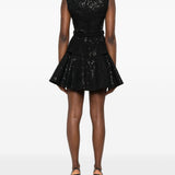 Abito con collo in pizzo con paillettes in nero 