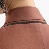 Blazer in misto lino con cintura in marrone Brunello cucinelli - donna 