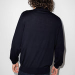 Polo a maniche lunghe in maglia in blu Brunello cucinelli - uomo 