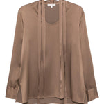 Blusa con collo lavallière iin marrone Antonelli - donna 