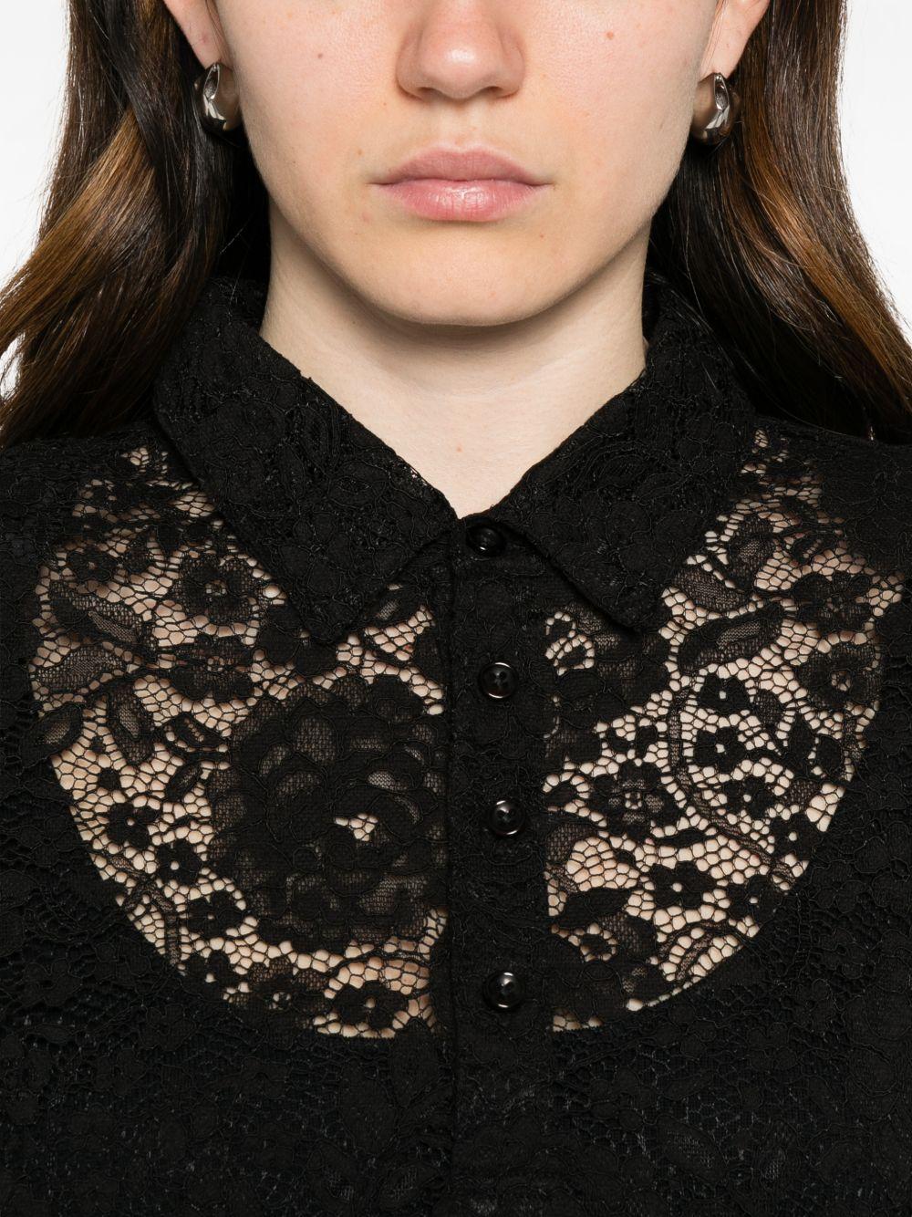 Camicia in pizzo floreale in nero Venuja - donna 