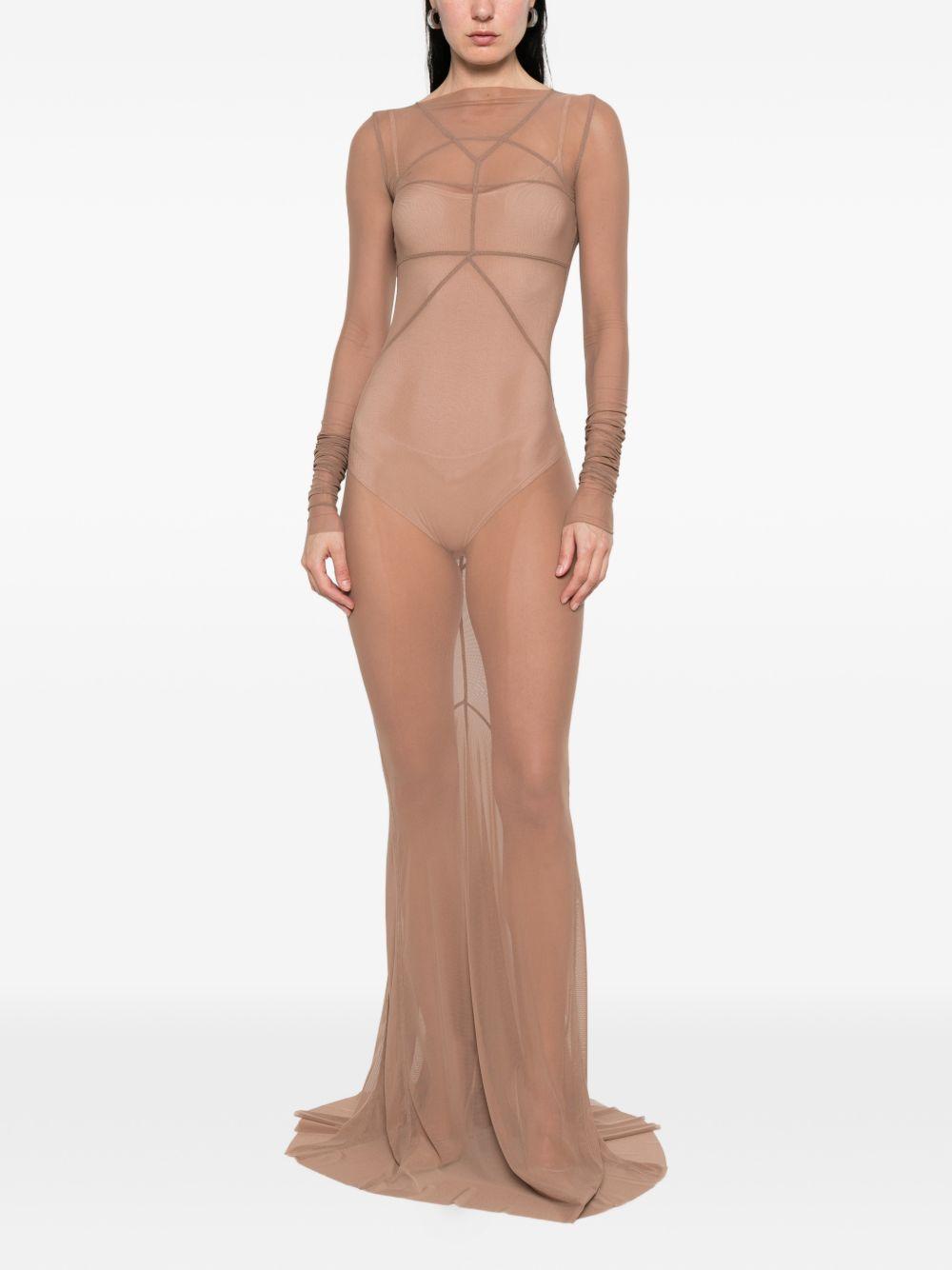 Abito maxi a pannelli temple in marrone Rick Owens - donna 