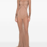 Abito maxi a pannelli temple in marrone Rick Owens - donna 
