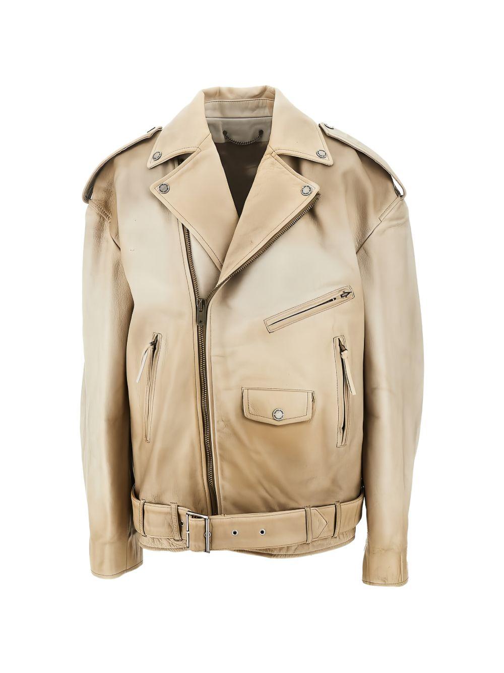 Giacca in pelle con zip in beige Golden goose - unisex 