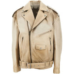 Giacca in pelle con zip in beige Golden goose - unisex 