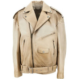 Giacca in pelle con zip in beige Golden goose - unisex 