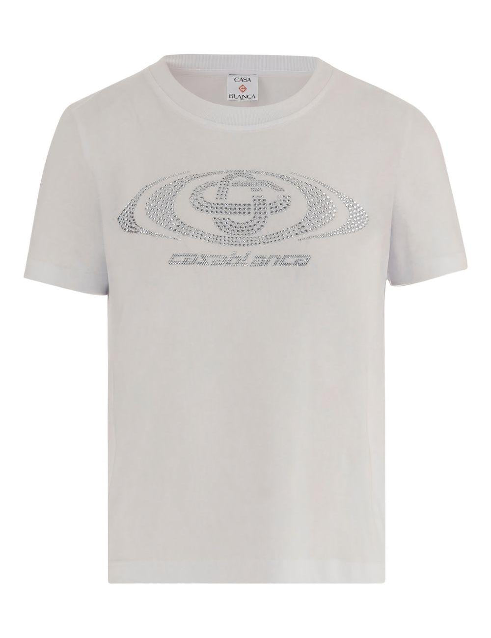 T-shirt con logo in bianco Casablanca - donna 