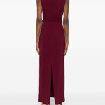 Abito lungo con cintura in bordeaux Rowen rose - donna 