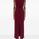 Abito lungo con cintura in bordeaux Rowen rose - donna 