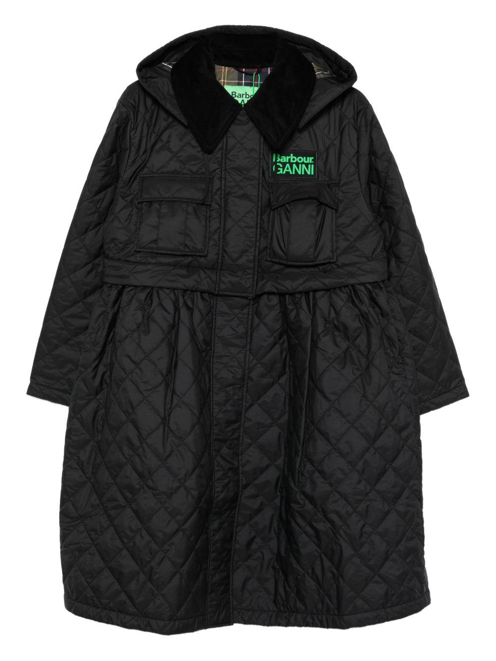 Giacca trapuntata lunga con peplo Barbour x Ganni - donna 