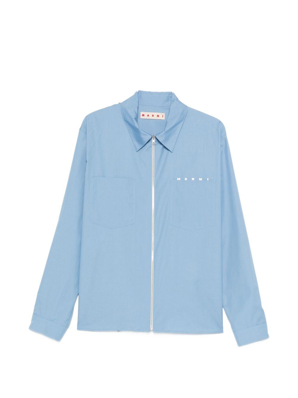 Camicia con zip a maniche lunghe in blu Marni - uomo 