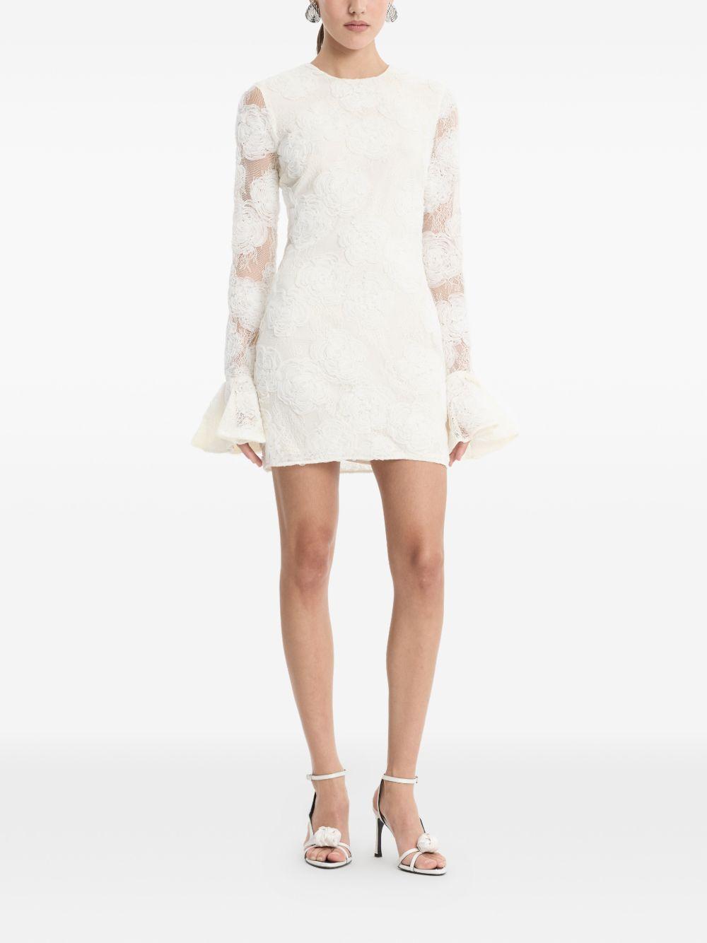 Abito mini in pizzo floreale in bianco 