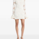 Abito mini in pizzo floreale in bianco 