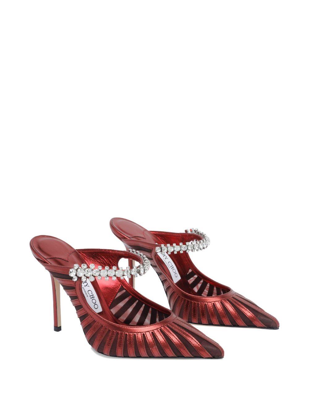 Mules Bing metallizzata e mesh in rosso Jimmy choo - donna 