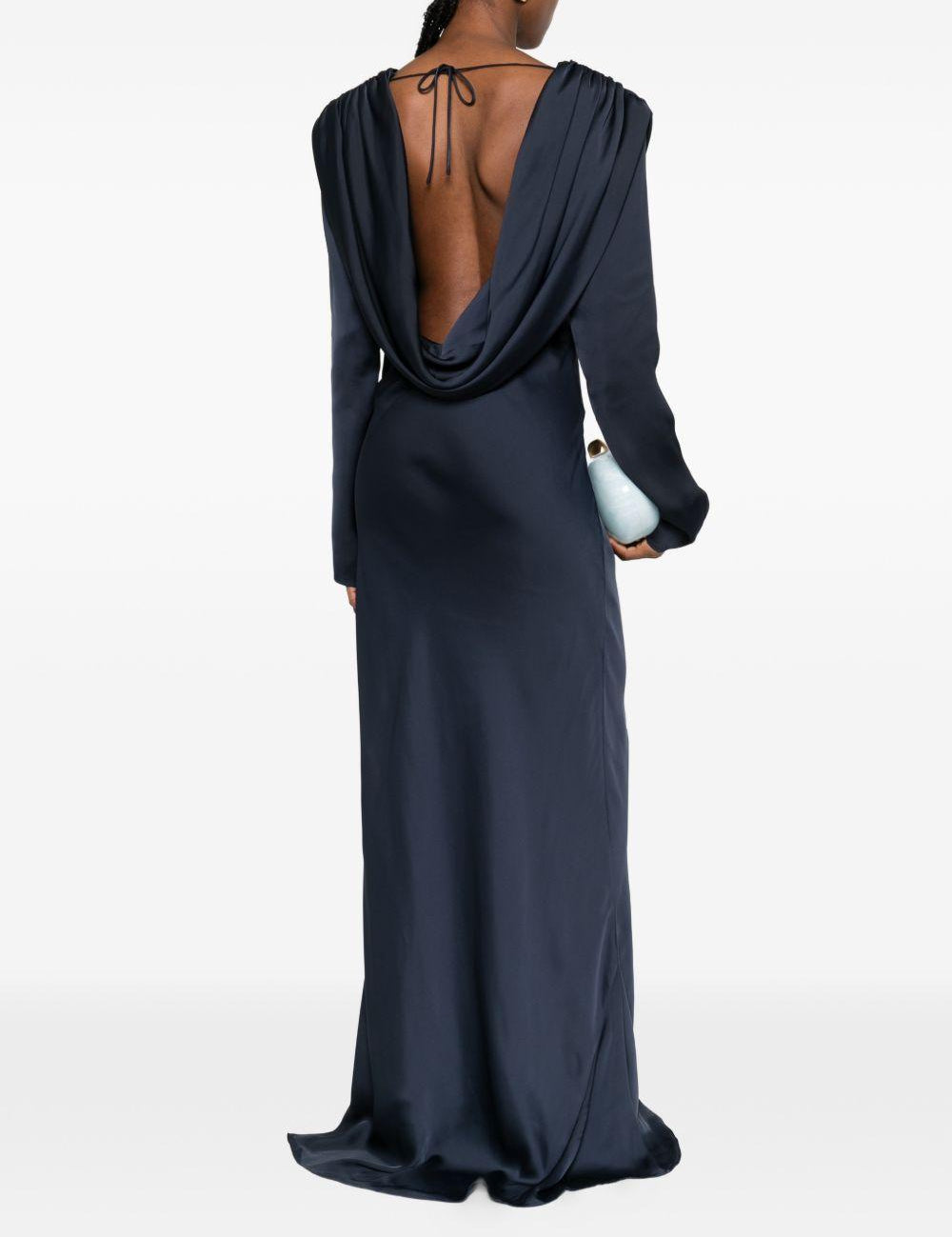 Abito lungo con scollo a scialle in blu Rotate - donna 