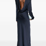 Abito lungo con scollo a scialle in blu Rotate - donna 