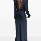 Abito lungo con scollo a scialle in blu Rotate - donna 