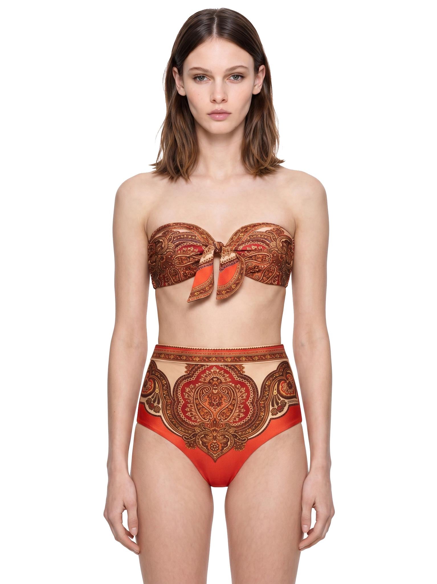 Top bikini con stampa paisley Mahon in arancione 
