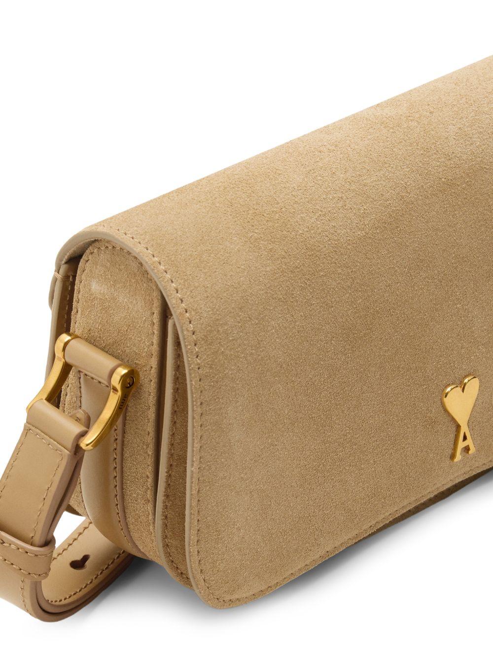 Borsa a spalla mini Paris Paris in pelle scamosciata beige ami paris - unisex 