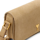 Borsa a spalla mini Paris Paris in pelle scamosciata beige ami paris - unisex 