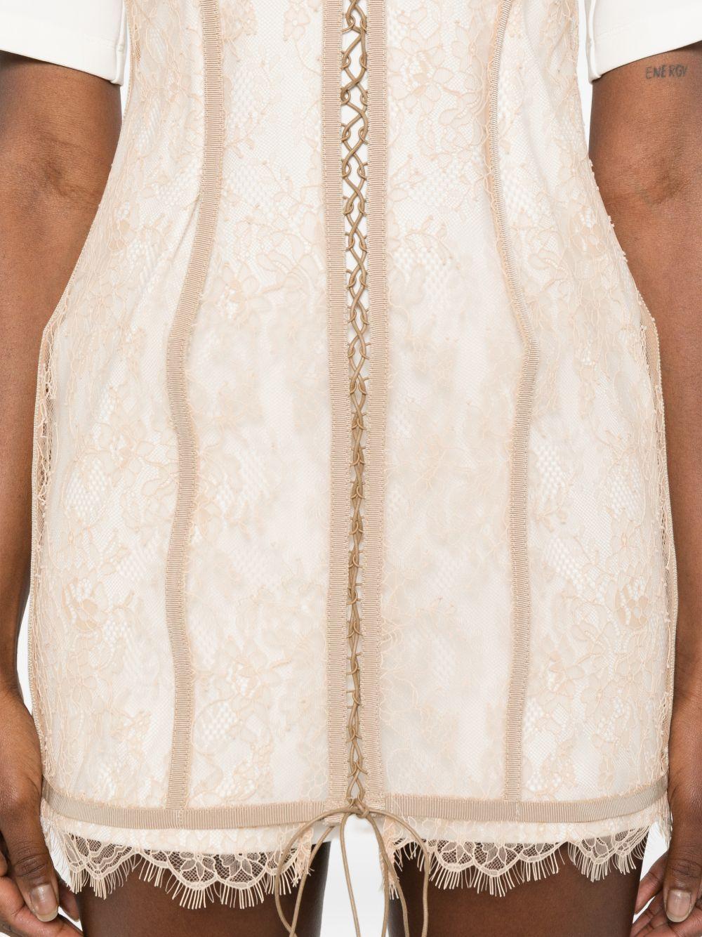 Abito mini con dettaglio pizzo in bianco e rosa Giuseppe Di Morabito - donna 