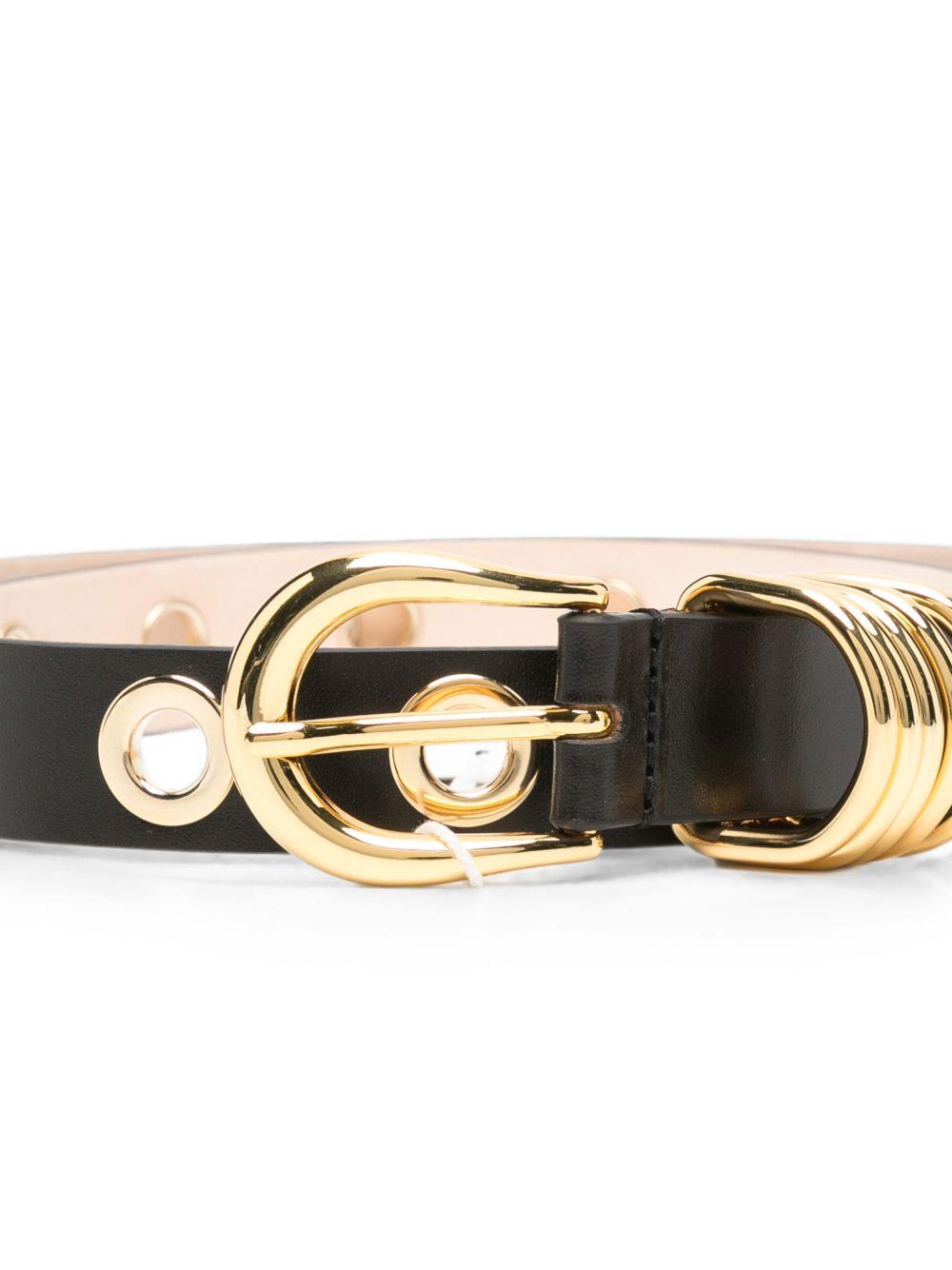 Cintura in pelle full rivet in nero 