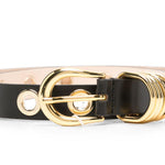 Cintura in pelle full rivet in nero 