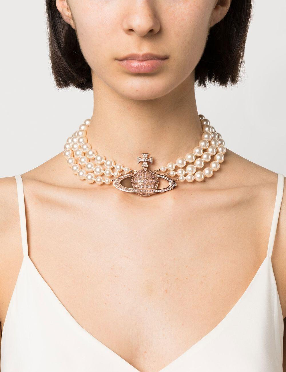 Choker Messaline Orb in rosa e oro Vivienne westwood - donna 