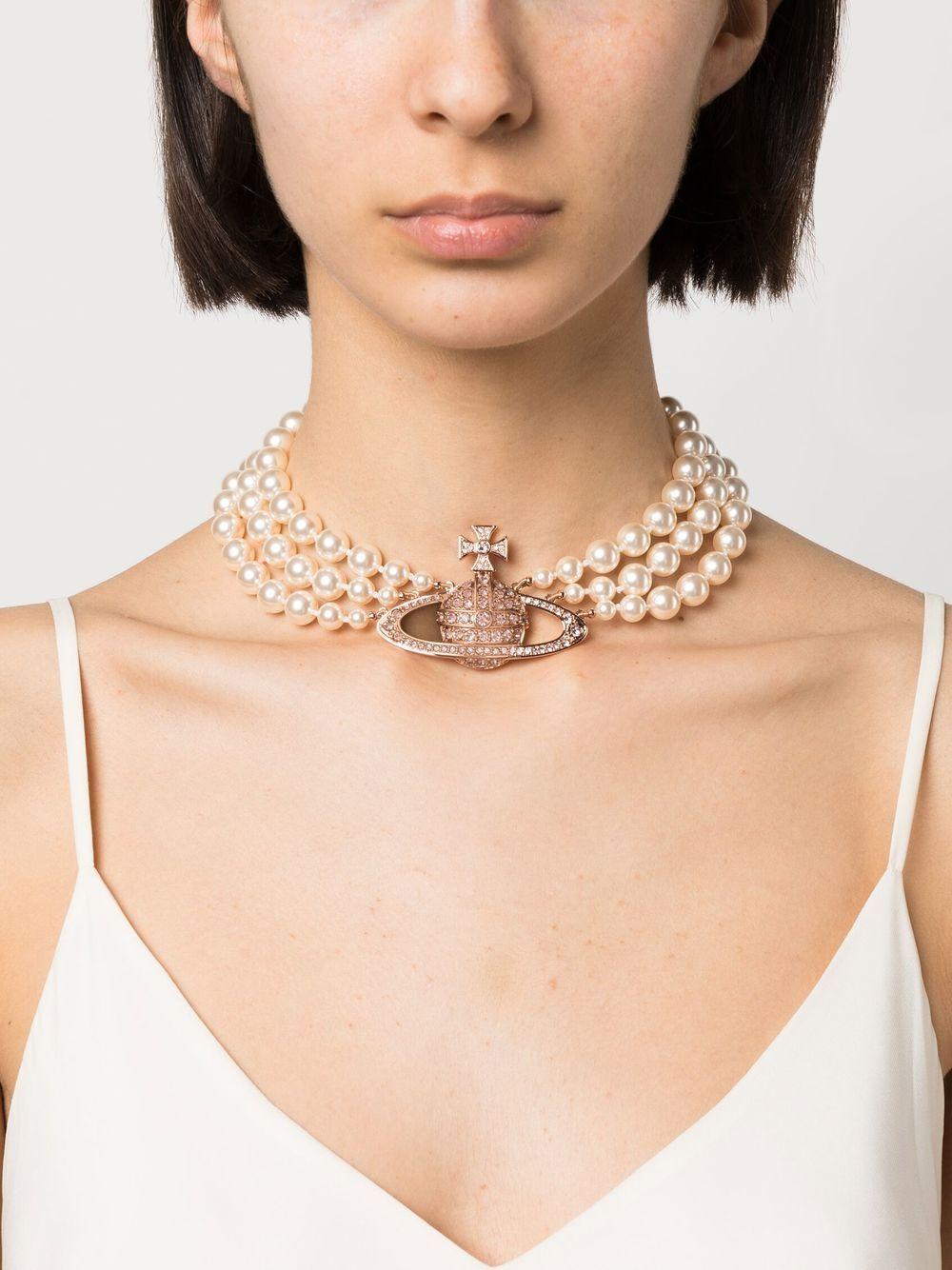 Choker Messaline Orb in rosa e oro Vivienne westwood - donna 