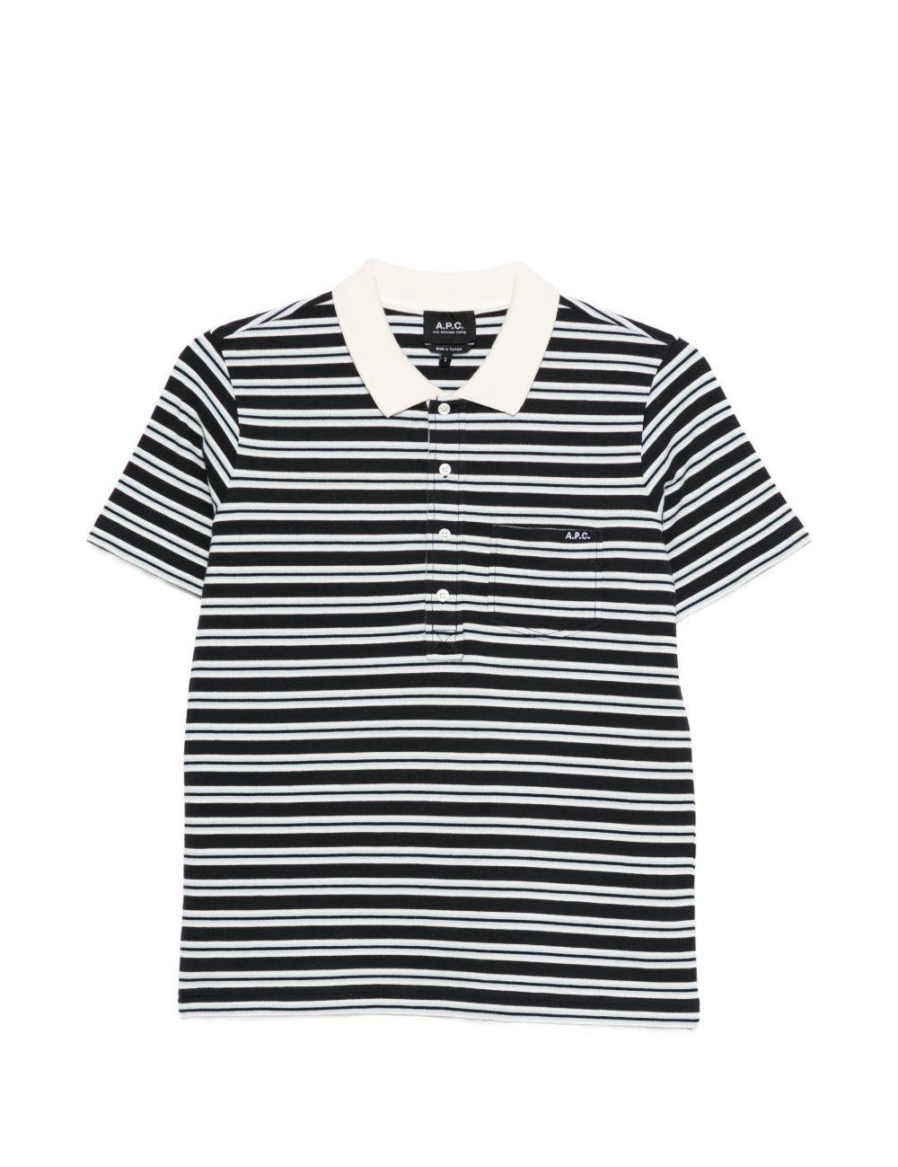 Polo con colletto a righe in beige e blu A.P.C. - donna 