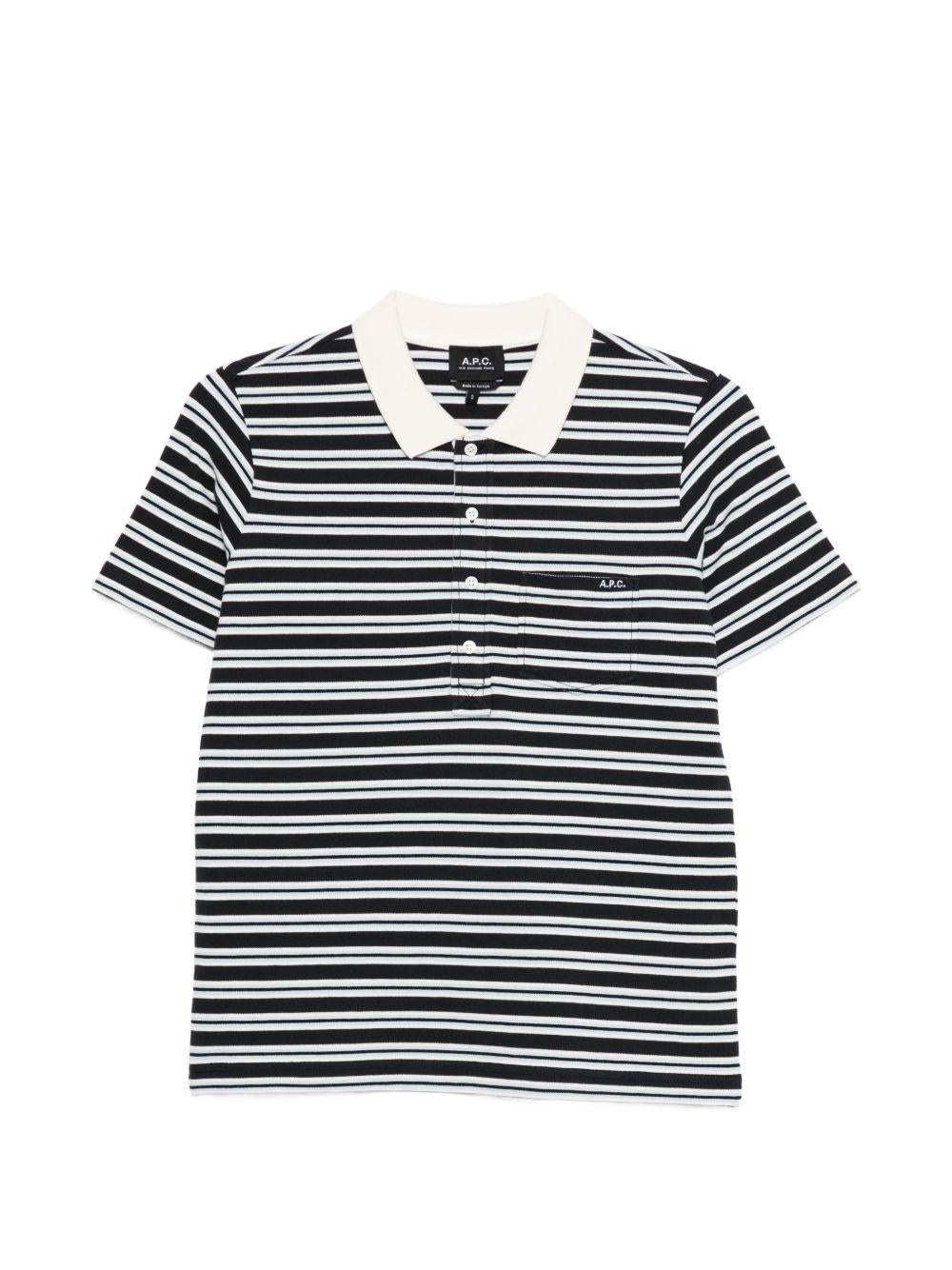 Polo con colletto a righe in beige e blu A.P.C. - donna 