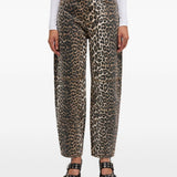 Jeans con stampa leopardata in marrone Ganni - donna 