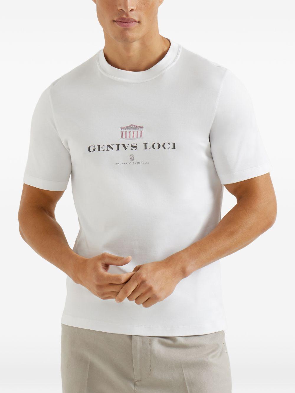 T-shirt girocollo con stampa in bianco Brunello cucinelli - uomo 
