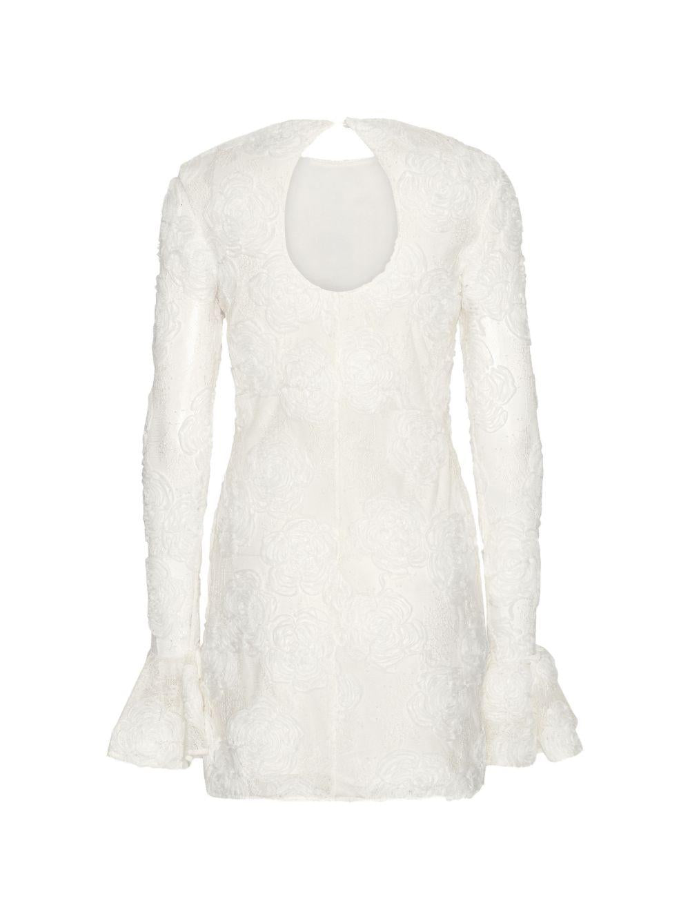 Abito mini in pizzo floreale in bianco 