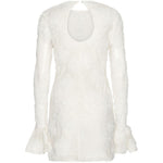 Abito mini in pizzo floreale in bianco 
