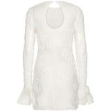 Abito mini in pizzo floreale in bianco 