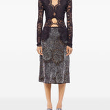 Blusa in pizzo con cut-out nero Rabanne - donna 