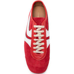 Sneakers in pelle con design a pannelli in rosso 
