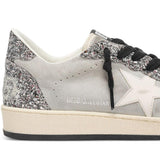 Sneakers ball star con glitter in argento 