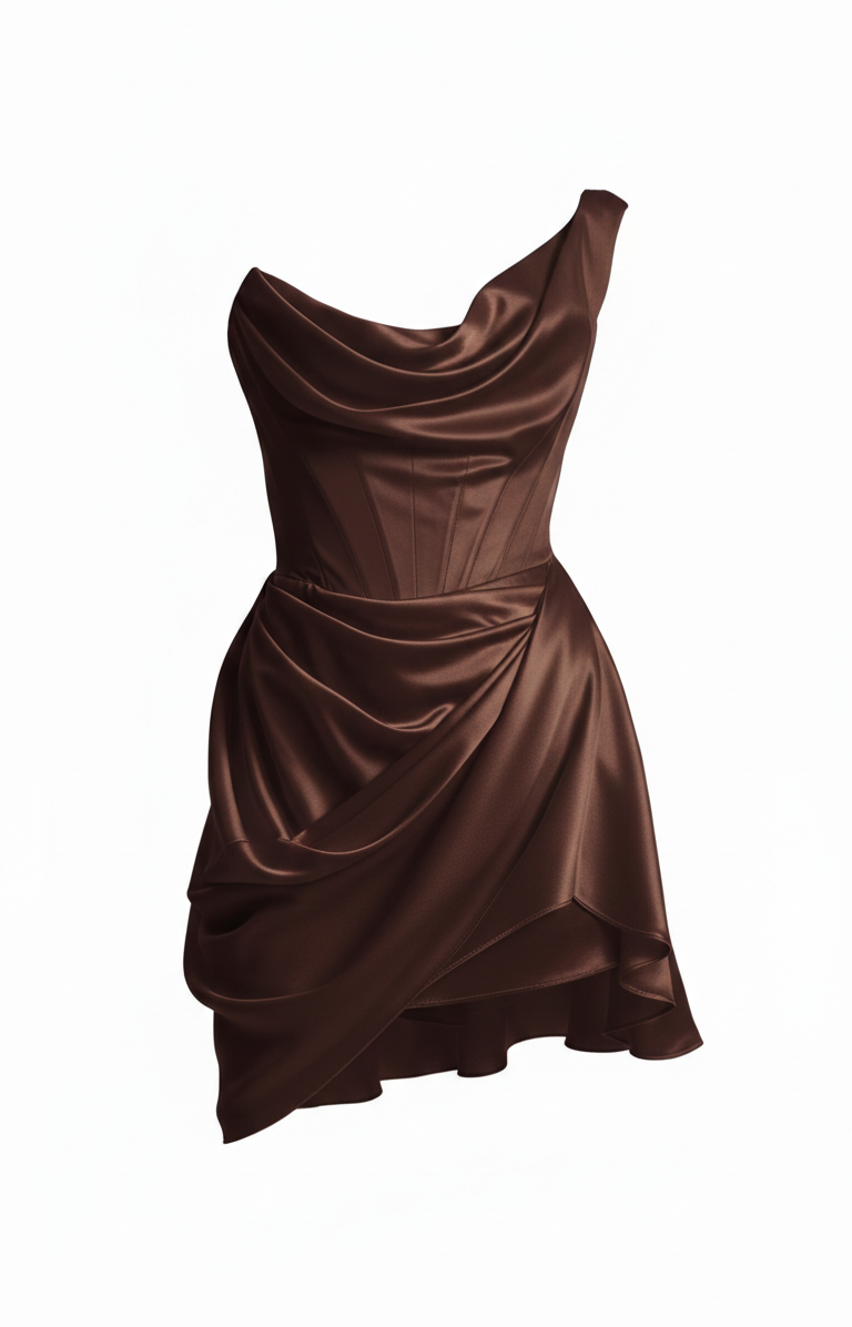Abito mini drapeggiato doll in raso in marrone Vivienne Westwood - donna 