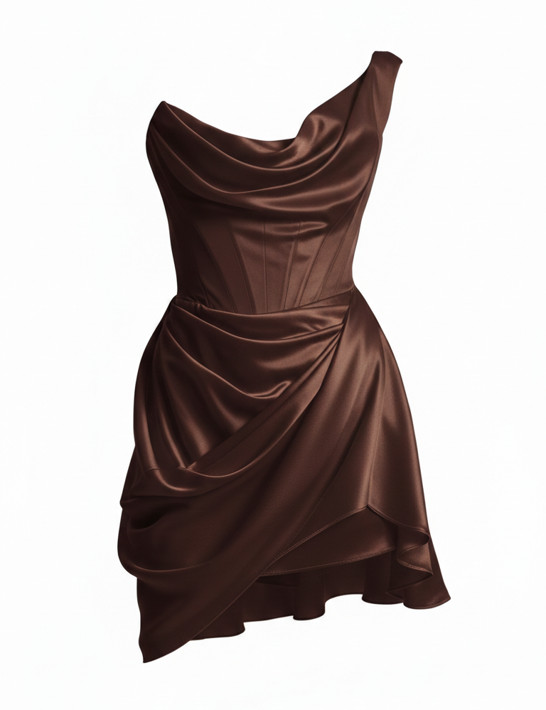 Abito mini drapeggiato doll in raso in marrone Vivienne Westwood - donna 