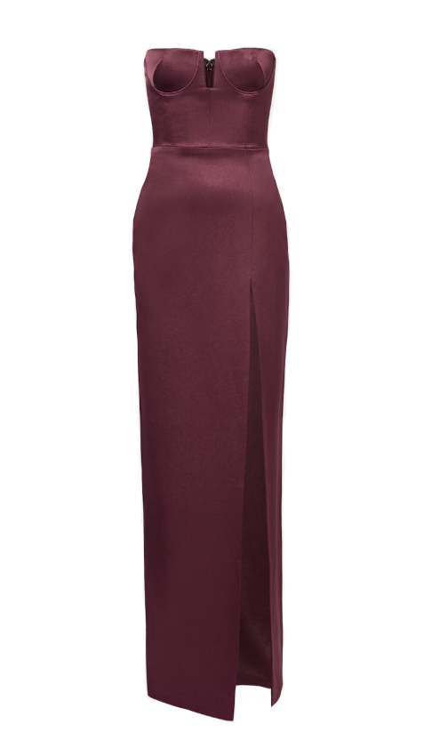 Abito bustier in crêpe di raso in viola Alex perry - donna 