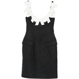 Abito mini con fiocchi in blu scuro hushu/tong - donna 