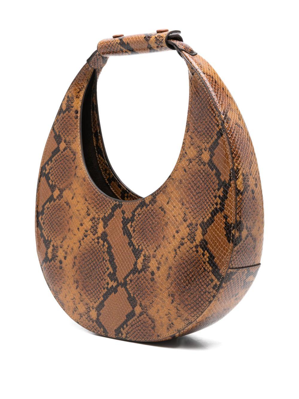 Borsa Moon con effetto pelle di serpente in marrone Staud - donna 
