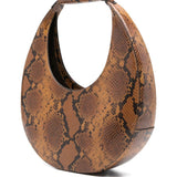 Borsa Moon con effetto pelle di serpente in marrone Staud - donna 