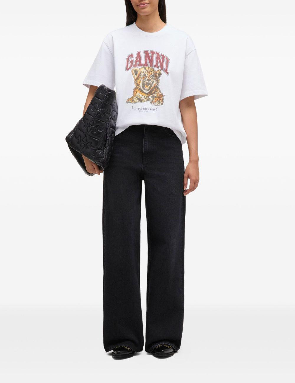 T-shirt con grafica in bianco Ganni - donna 