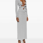 Abito lungo con drappeggio e scollo in grigio Christopher Esber - donna 